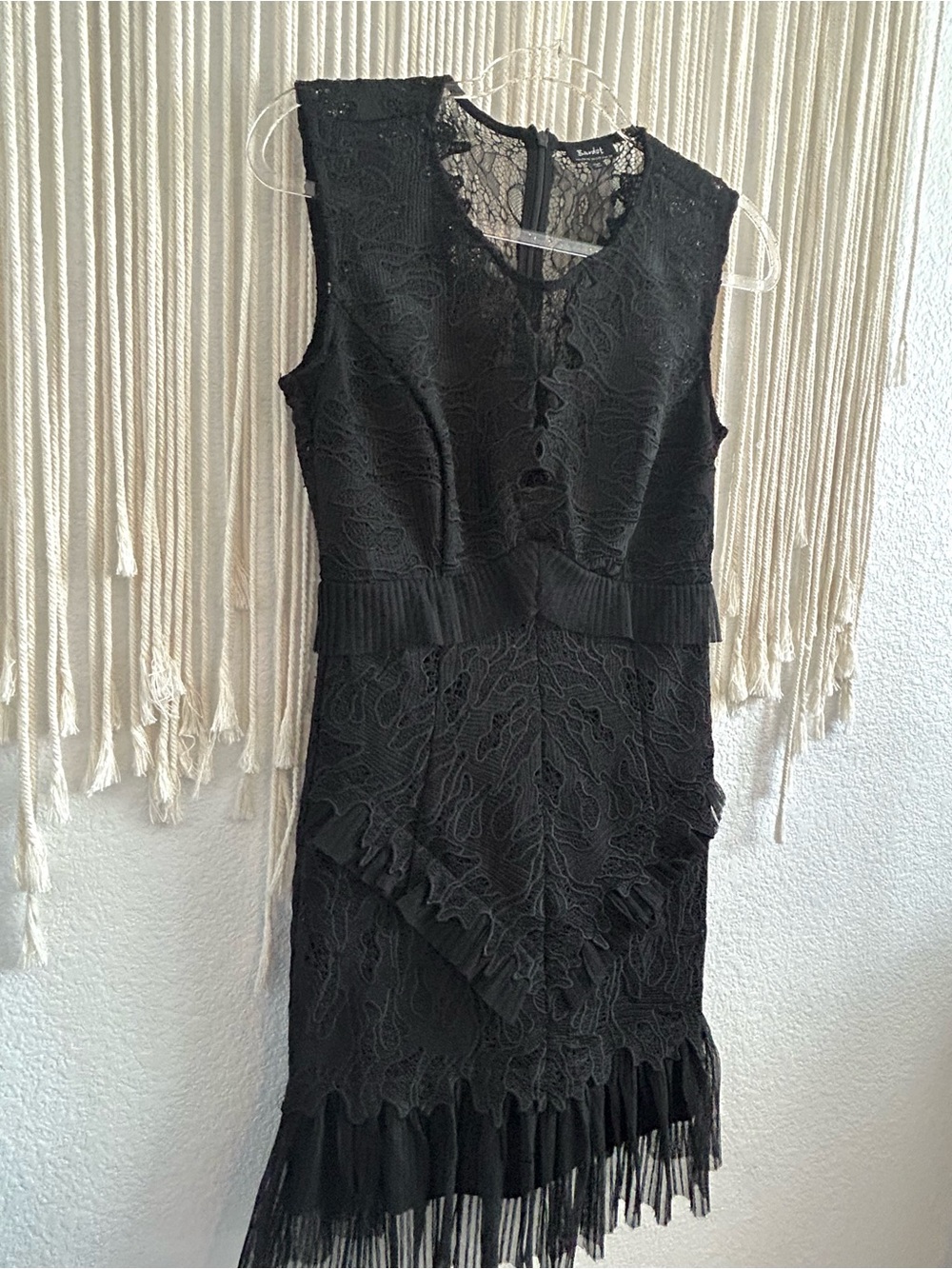 Bardot Black Lace Pleated Mini Dress - Picture 12 of 13